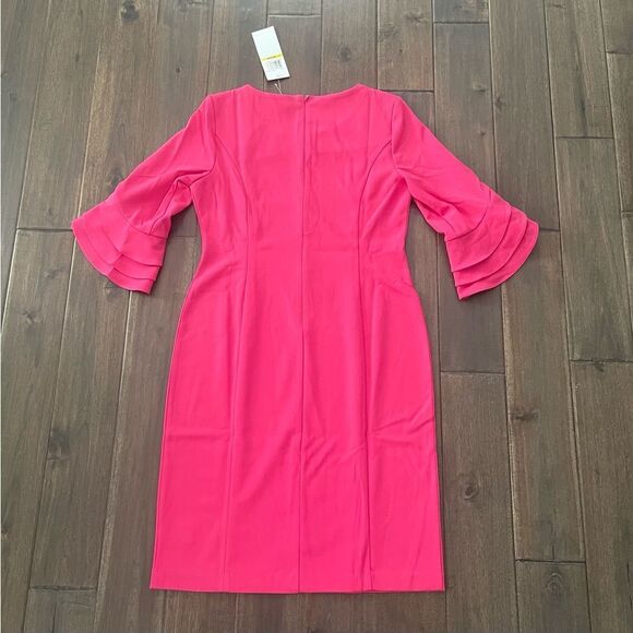 Nina Leonard Barbie Pink Dragon Fruit Bell Sleeve Dress M NWT - Picture 7 of 7